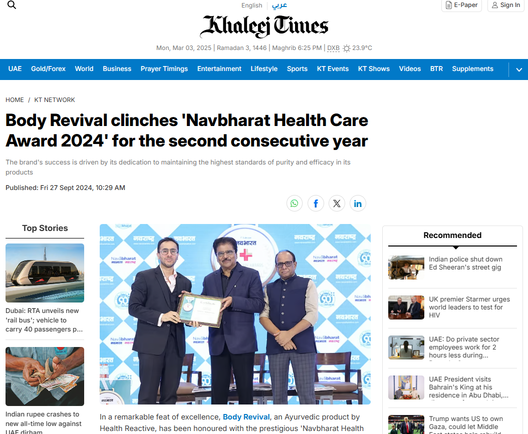 Body Revival clinches 'Navbharat Health Care Award 2024' for the second consecutive year