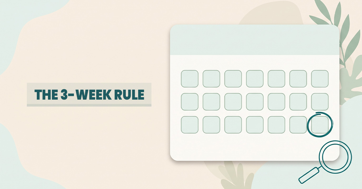 Three-week calendar graphic showing when to see a doctor about a mouth ulcer that has not healed